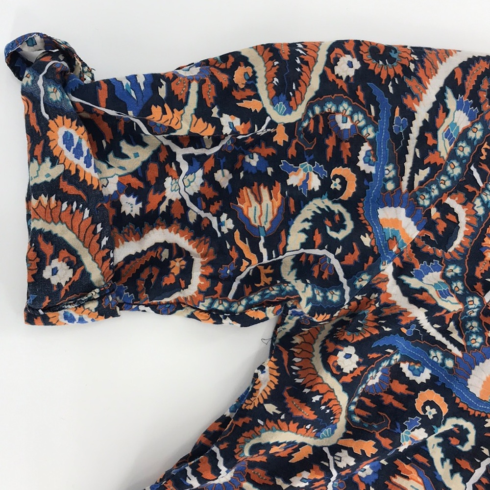 Zara Basic Large Yellow Orange/Blue/Orange Print … - image 8